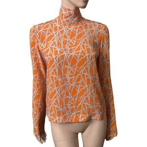Gabriele Colangelo Silk Top Sz S Made in Italy Long Sleeves Zipper Back Closure